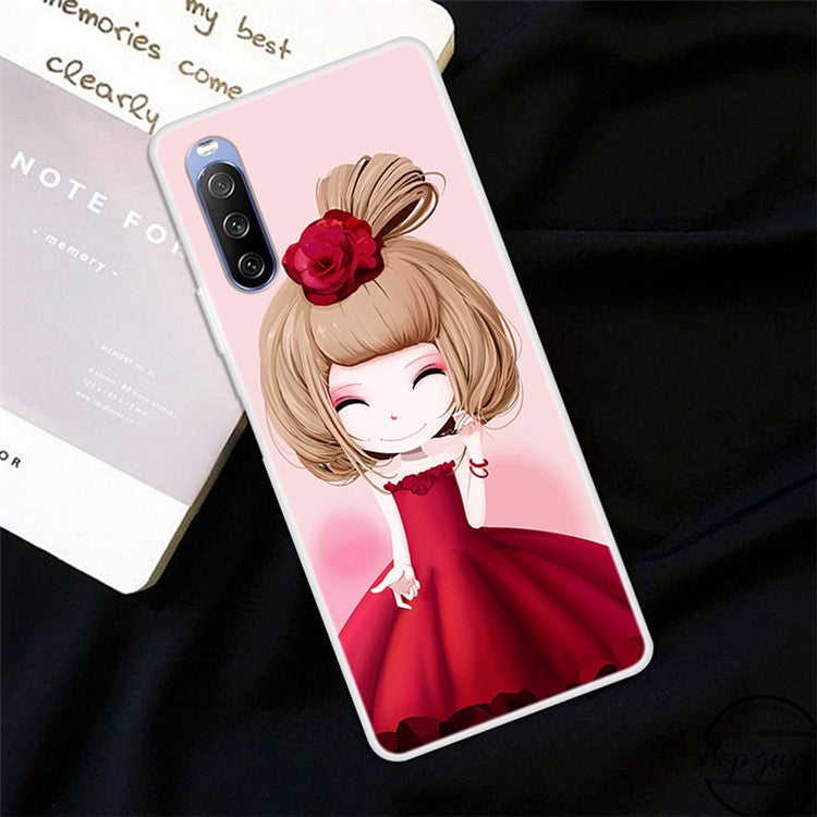 Full Protection Pattern Printing Flexible TPU Phone Cover Case for Sony Xperia 10 III 5G - Golden Lion