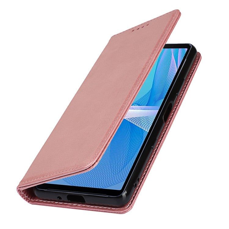 Magnetic Auto-absorbed Wallet Stand Leather Phone Case for Sony Xperia 10 III 5G - Rose Gold