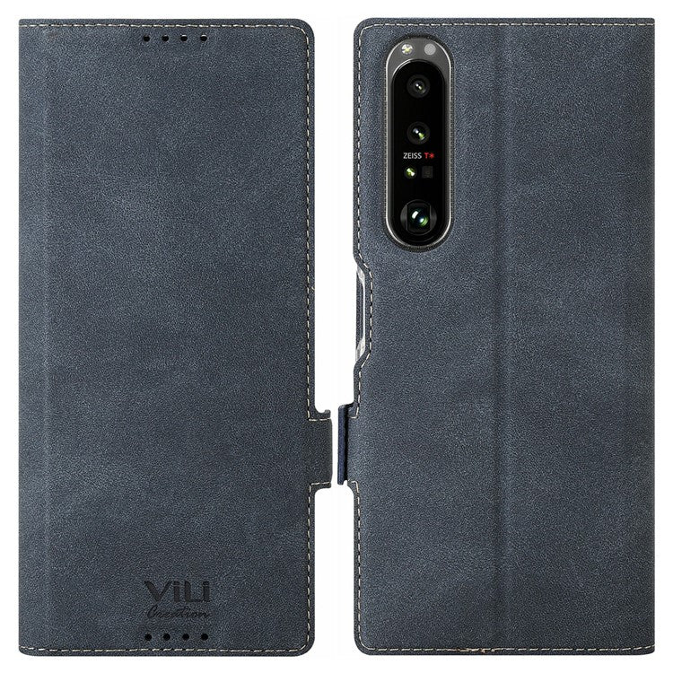 VILI KR2 Series Leather Cell Phone Case Cover Shell with Card Holder for Sony Xperia 1 III 5G - Grey