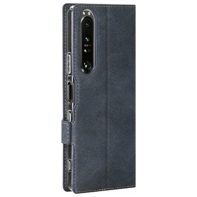 VILI KR2 Series Leather Cell Phone Case Cover Shell with Card Holder for Sony Xperia 1 III 5G - Grey