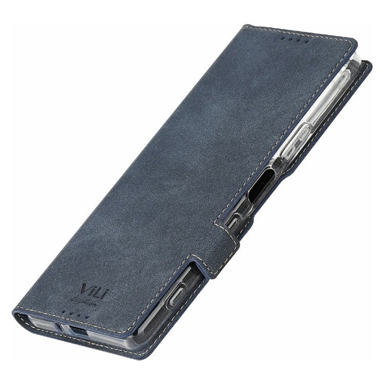 VILI KR2 Series Leather Cell Phone Case Cover Shell with Card Holder for Sony Xperia 1 III 5G - Grey