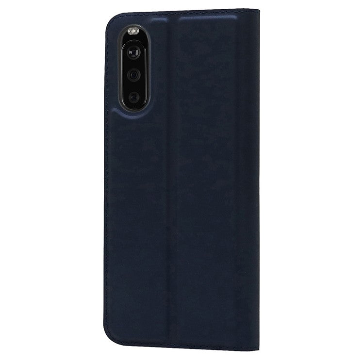 PU Leather Auto-absorbed Cell Phone Cover Stand Case with Card Slot for Sony Xperia 10 III 5G - Blue