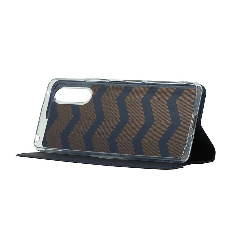 PU Leather Auto-absorbed Cell Phone Cover Stand Case with Card Slot for Sony Xperia 10 III 5G - Blue