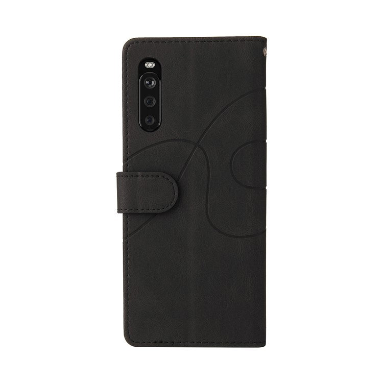 KT Leather Series-1 Fashionable Bi-colour Splicing Style Stand Leather Wallet Case Cover for Sony Xperia 10 III 5G / Xperia 10 III Lite - Black