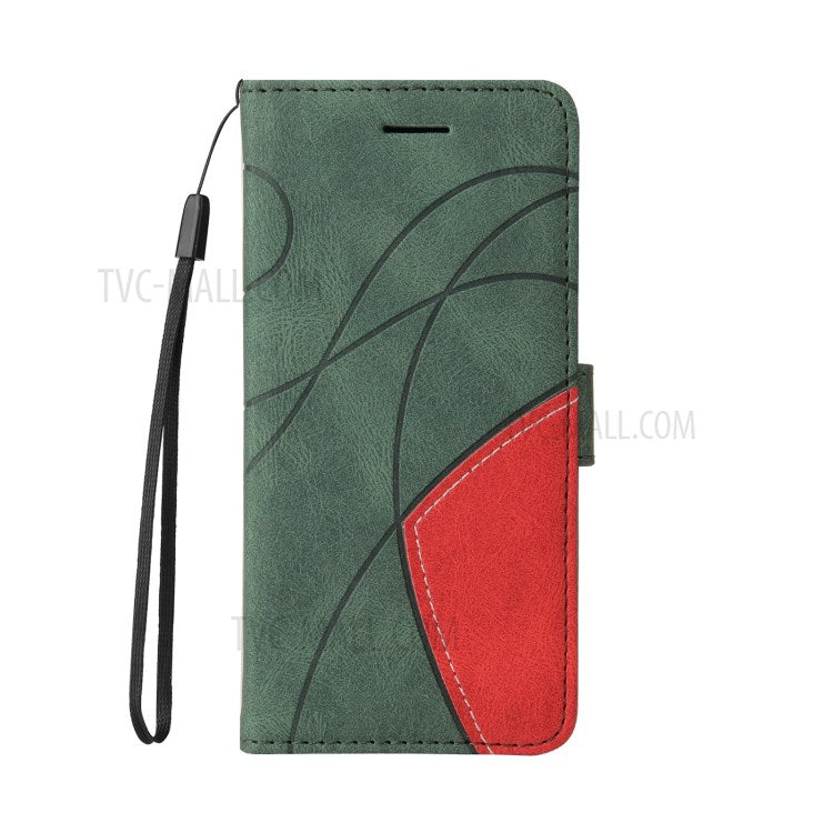 KT Leather Series-1 Bi-color Splicing Style Leather Wallet Phone Cover with Handy Strap for Sony Xperia 1 III 5G - Green