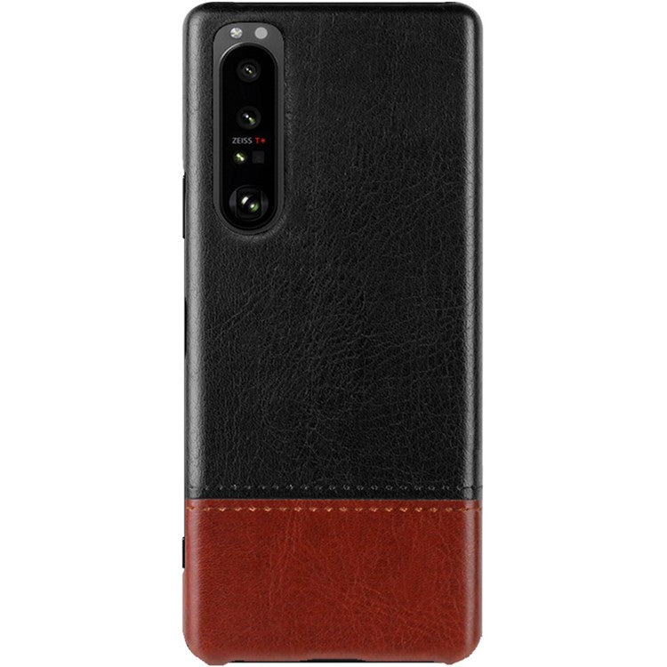 IMAK Ruiyi Series Bi-Color PU Leather + PC Phone Case Cover with Screen Protector for Sony Xperia 1 III 5G - Black / Brown