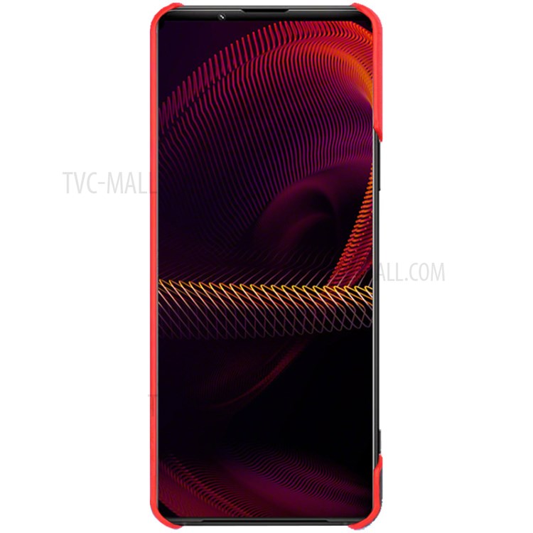 IMAK Ruiyi Series Bi-Color PU Leather + PC Phone Case Cover with Screen Protector for Sony Xperia 1 III 5G - Red / Black