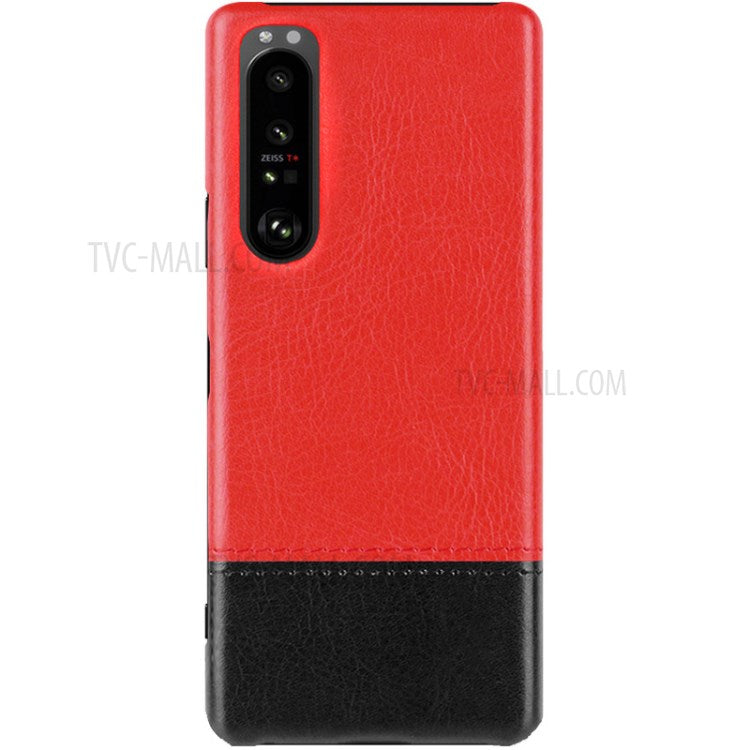 IMAK Ruiyi Series Bi-Color PU Leather + PC Phone Case Cover with Screen Protector for Sony Xperia 1 III 5G - Red / Black