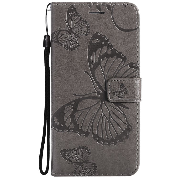 Wallet Design KT Imprinting Flower Series-2 Butterflies Pattern Imprinting Leather Case with Stand for Sony Xperia 1 III 5G - Grey