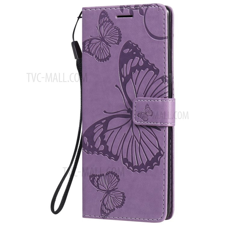 Wallet Design KT Imprinting Flower Series-2 Butterflies Pattern Imprinting Leather Case with Stand for Sony Xperia 1 III 5G - Purple