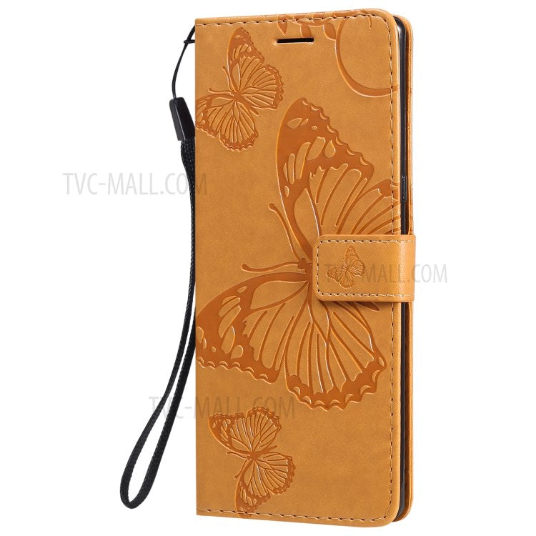 Wallet Design KT Imprinting Flower Series-2 Butterflies Pattern Imprinting Leather Case with Stand for Sony Xperia 1 III 5G - Yellow