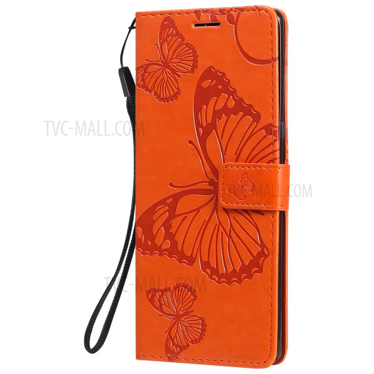 Wallet Design KT Imprinting Flower Series-2 Butterflies Pattern Imprinting Leather Case with Stand for Sony Xperia 1 III 5G - Orange