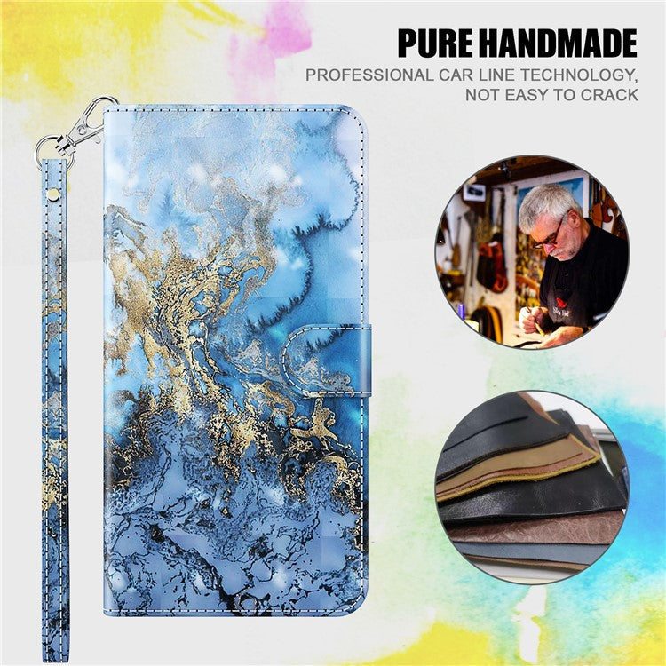 Pattern Printing Wallet Leather Protector Cover for Sony Xperia 1 III 5G - Marbling Pattern