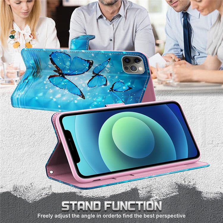 Pattern Printing Wallet Leather Protector Cover for Sony Xperia 1 III 5G - Blue Butterfly