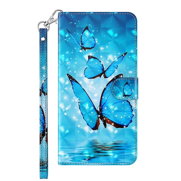 Pattern Printing Wallet Leather Protector Cover for Sony Xperia 10 III 5G / Xperia 10 III Lite - Blue Butterfly