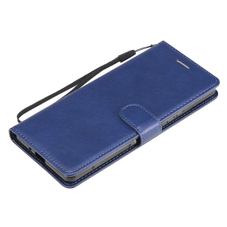 KT Leather Series-2 Wallet Stand Leather Phone Cover with Strap Casing for Sony Xperia 1 III 5G - Blue