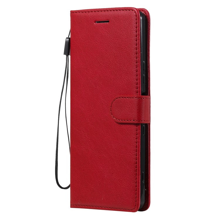 KT Leather Series-2 Wallet Stand Leather Phone Cover with Strap Casing for Sony Xperia 1 III 5G - Red