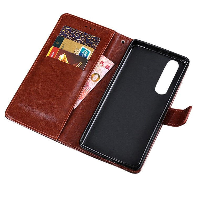 IDEWEI Crazy Horse Texture Stand Wallet Design Folio Flip Leather Phone Shell Case for Sony Xperia 1 III 5G - Yellow