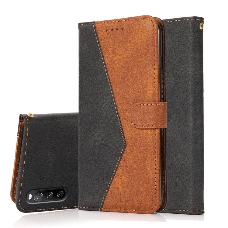 Bi-color Splicing Leather Shell Mobile Phone Wallet Case with Stand Function for Sony Xperia L4 - Black/Brown