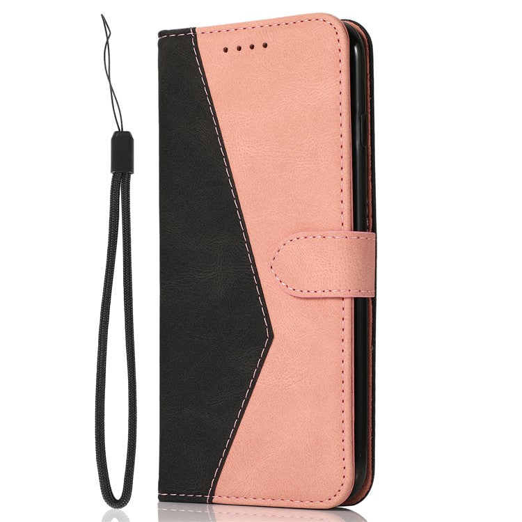 Bi-color Splicing Leather Shell Mobile Phone Wallet Case with Stand Function for Sony Xperia L4 - Black/Rose Gold