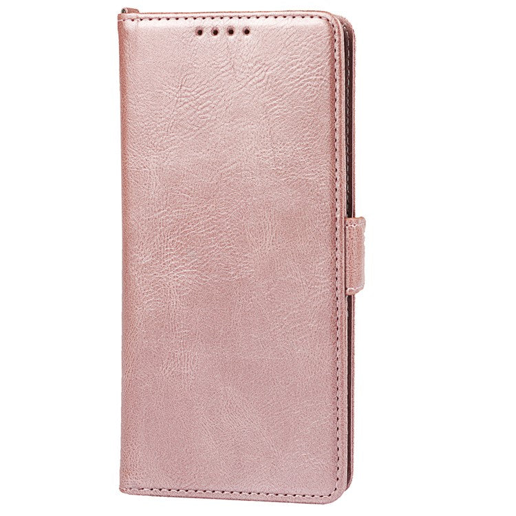RFID Blocking Anti-fall Flip Phone Case Magnetic Closure Wallet Phone Cover with Strap and Supporting Stand for Sony Xperia 5 II - Rose Gold