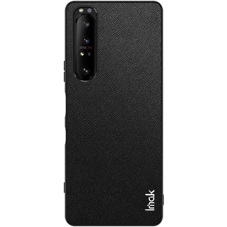 IMAK LX-5 Series PU Leather Coating Hard PC + Soft TPU Fall Protection Hybrid Cover Phone Case with Screen Protector for Sony Xperia 1 III 5G - Cross Texture