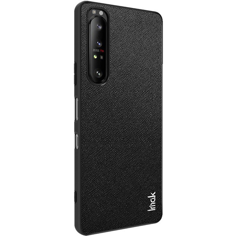 IMAK LX-5 Series PU Leather Coating Hard PC + Soft TPU Fall Protection Hybrid Cover Phone Case with Screen Protector for Sony Xperia 1 III 5G - Cross Texture