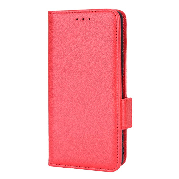 For Sony Xperia 5 II Dual Clasps PU Leather Phone Cover Litchi Texture Stand Wallet Protective Cover - Red