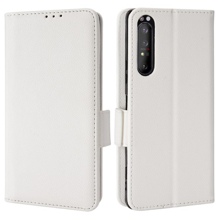 For Sony Xperia 1 II Litchi Texture PU Leather Stand Wallet Case Anti-scratch Phone Cover - White