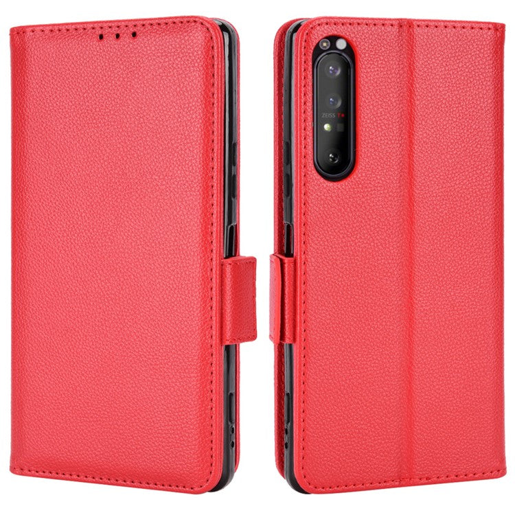 For Sony Xperia 1 II Litchi Texture PU Leather Stand Wallet Case Anti-scratch Phone Cover - Red
