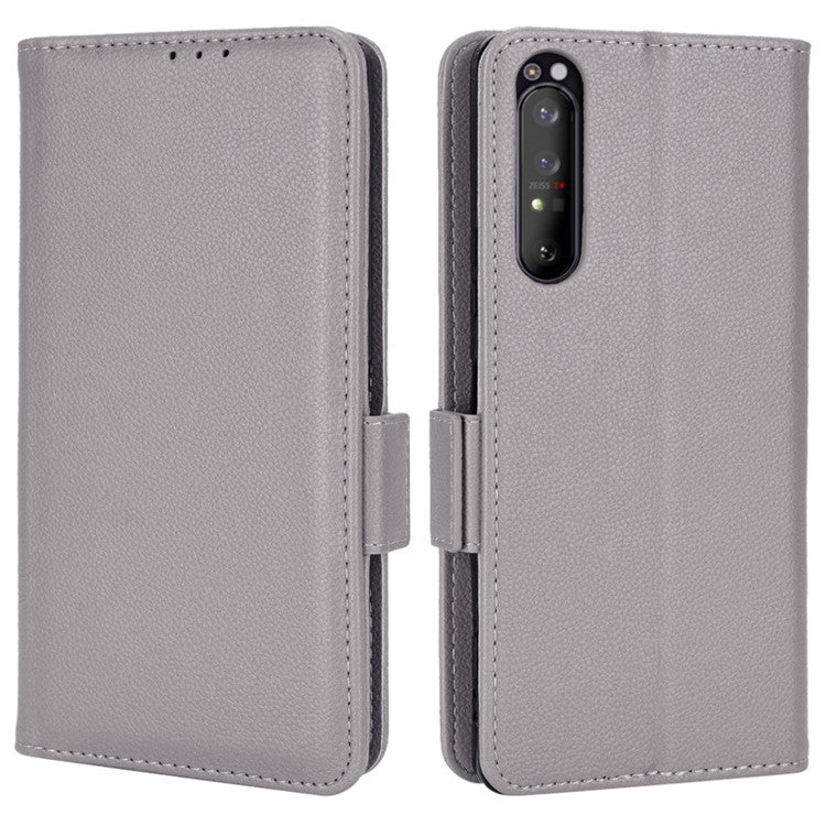For Sony Xperia 1 II Litchi Texture PU Leather Stand Wallet Case Anti-scratch Phone Cover - Grey