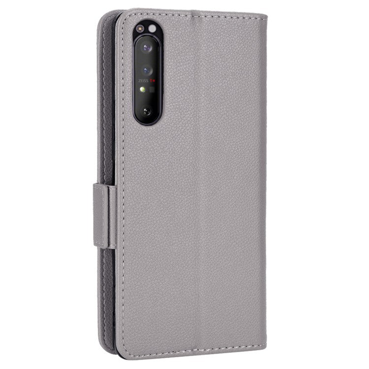 For Sony Xperia 1 II Litchi Texture PU Leather Stand Wallet Case Anti-scratch Phone Cover - Grey