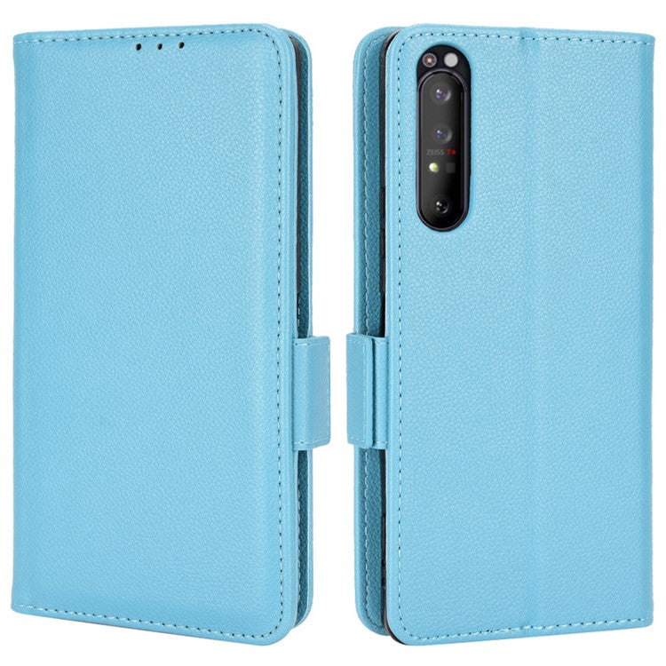 For Sony Xperia 1 II Litchi Texture PU Leather Stand Wallet Case Anti-scratch Phone Cover - Baby Blue