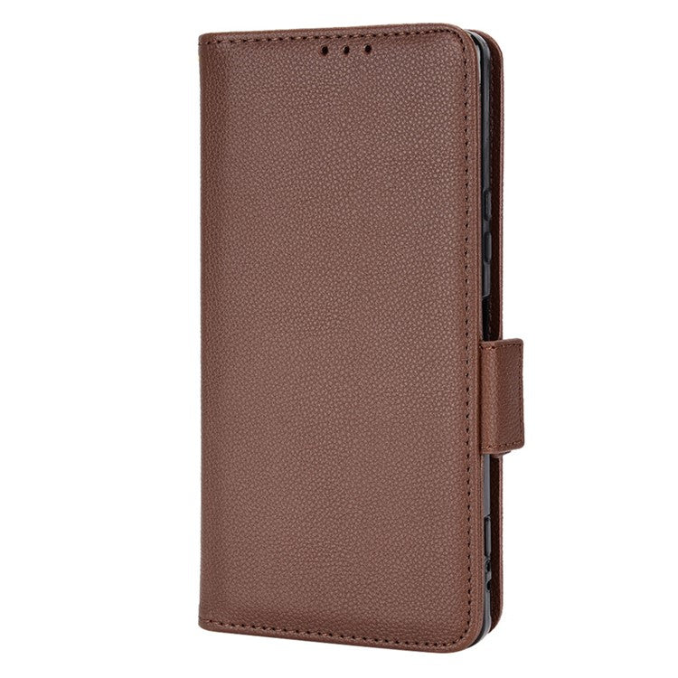 For Sony Xperia 1 II Litchi Texture PU Leather Stand Wallet Case Anti-scratch Phone Cover - Brown