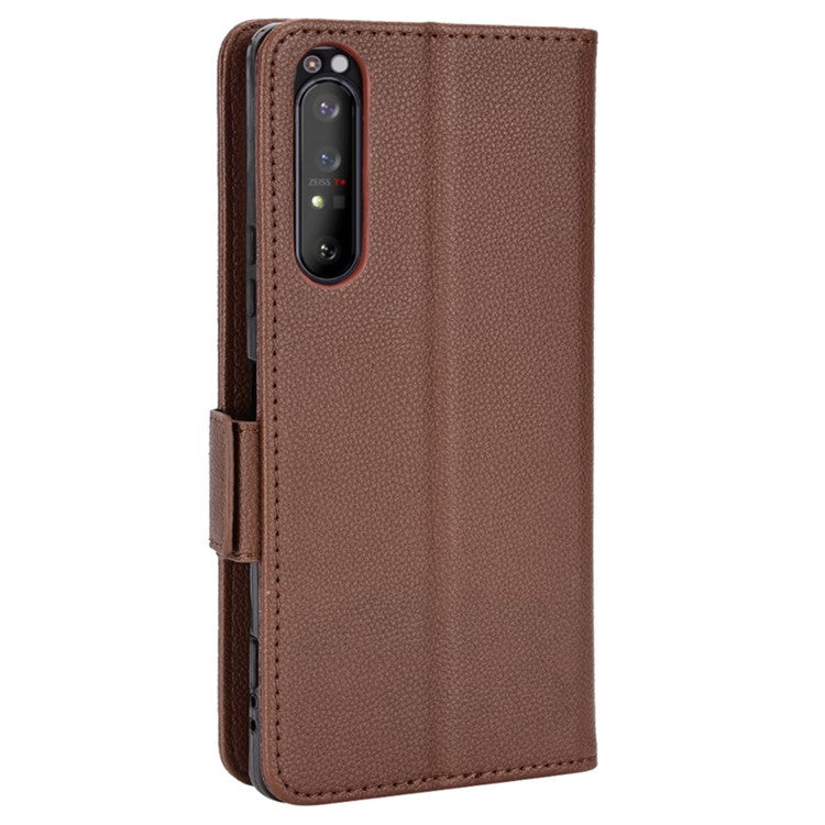 For Sony Xperia 1 II Litchi Texture PU Leather Stand Wallet Case Anti-scratch Phone Cover - Brown