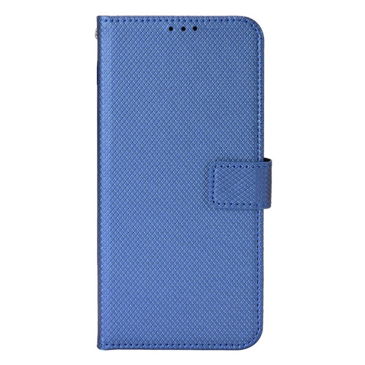 For Sony Xperia 5 Diamond Texture Flip Leather Case Wallet Design Shockproof Flip Folio Stand Protective Cover with Wrist Strap - Blue