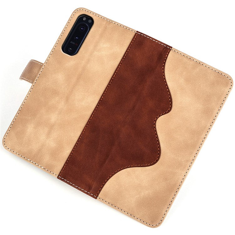For Sony Xperia 5 II Color Splicing Flip Wallet Phone Case PU Leather Inner TPU Full Body Shockproof Magnetic Closure Stand Cover - Yellow