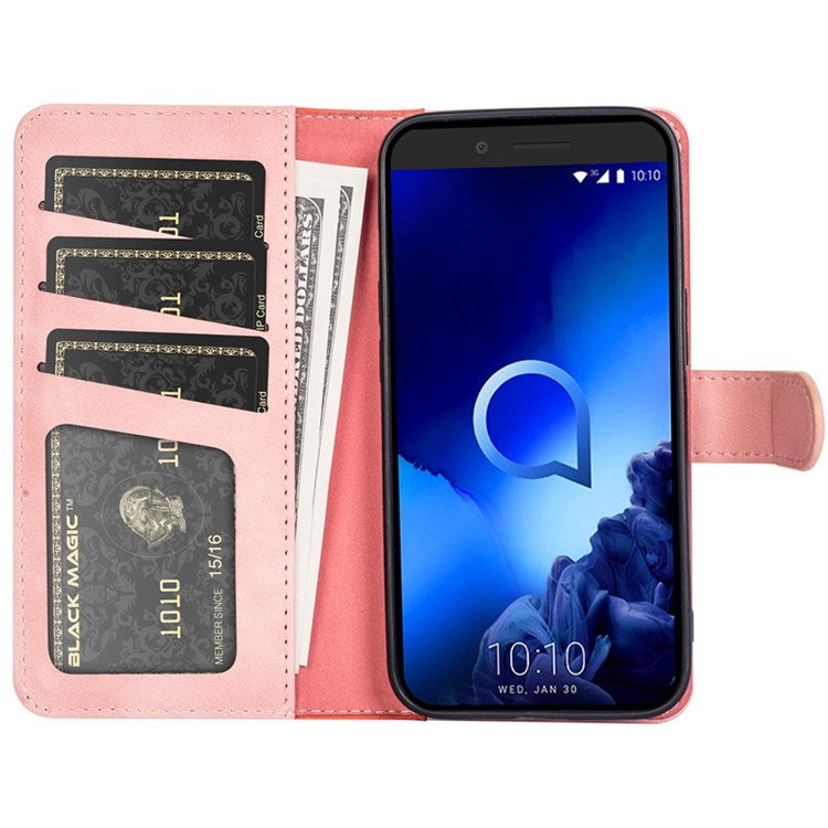 For Sony Xperia 5 II Color Splicing Flip Wallet Phone Case PU Leather Inner TPU Full Body Shockproof Magnetic Closure Stand Cover - Pink
