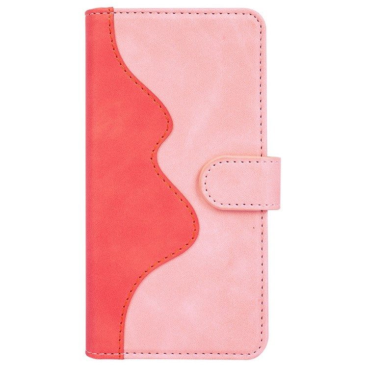 For Sony Xperia 5 II Color Splicing Flip Wallet Phone Case PU Leather Inner TPU Full Body Shockproof Magnetic Closure Stand Cover - Pink