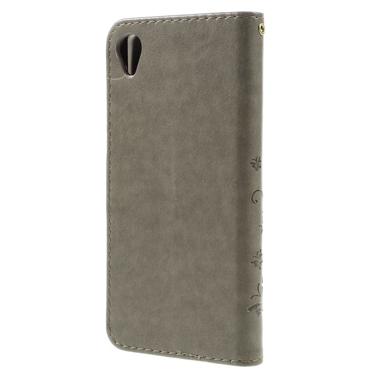 Butterfly Leather Wallet Flip Shell for Sony Xperia X - Grey