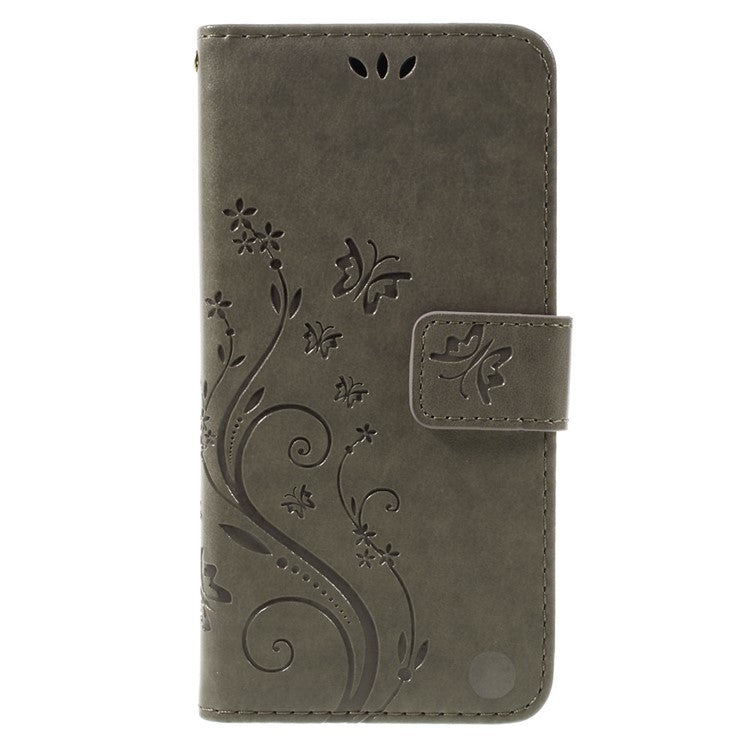 Butterfly Leather Wallet Flip Shell for Sony Xperia X - Grey