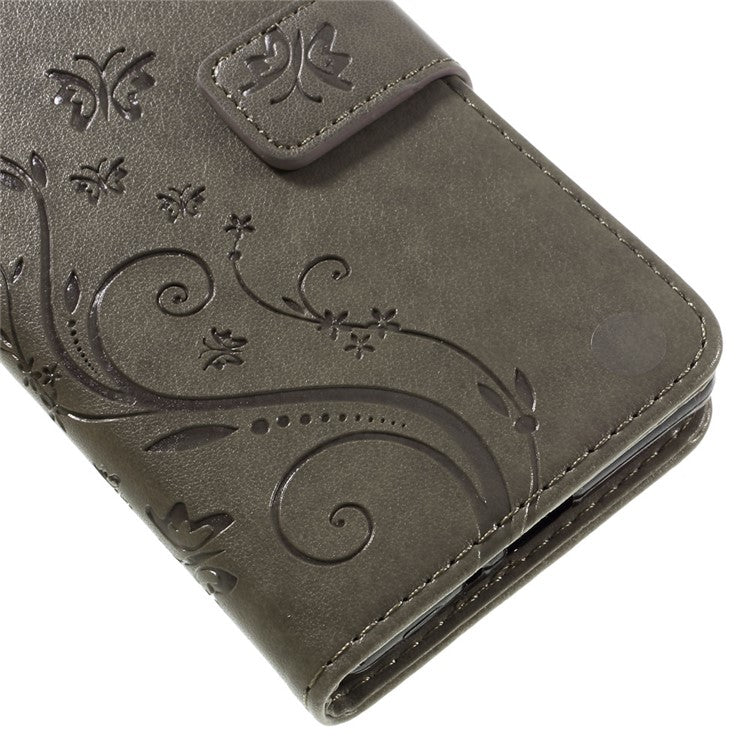 Butterfly Leather Wallet Flip Shell for Sony Xperia X - Grey