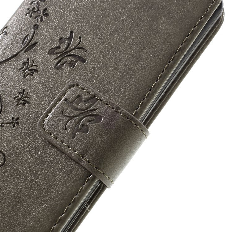 Butterfly Leather Wallet Flip Shell for Sony Xperia X - Grey