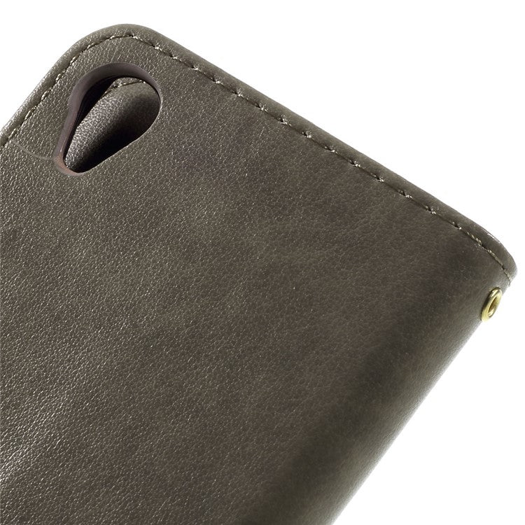Butterfly Leather Wallet Flip Shell for Sony Xperia X - Grey
