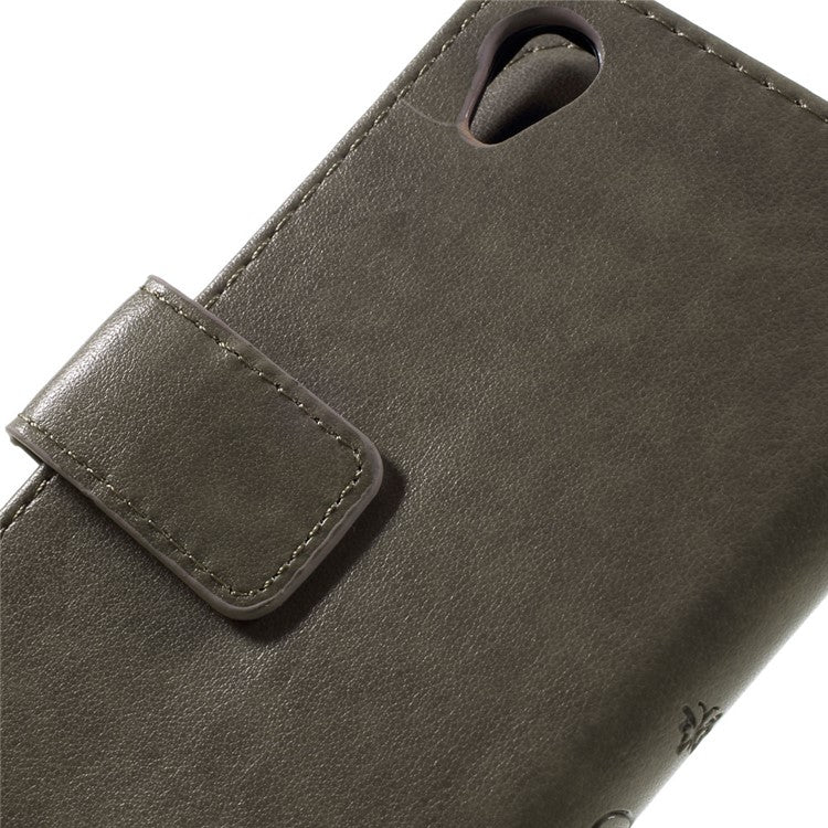 Butterfly Leather Wallet Flip Shell for Sony Xperia X - Grey