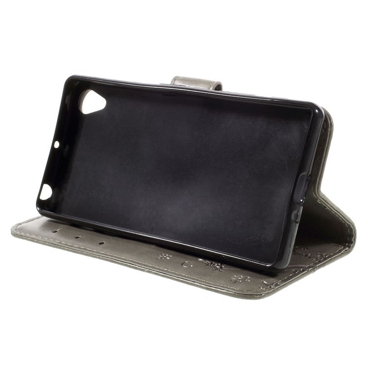 Butterfly Leather Wallet Flip Shell for Sony Xperia X - Grey