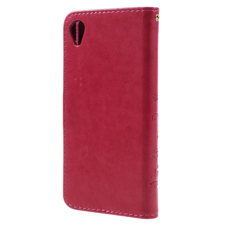 Butterfly Leather Wallet Phone Case for Sony Xperia X - Red