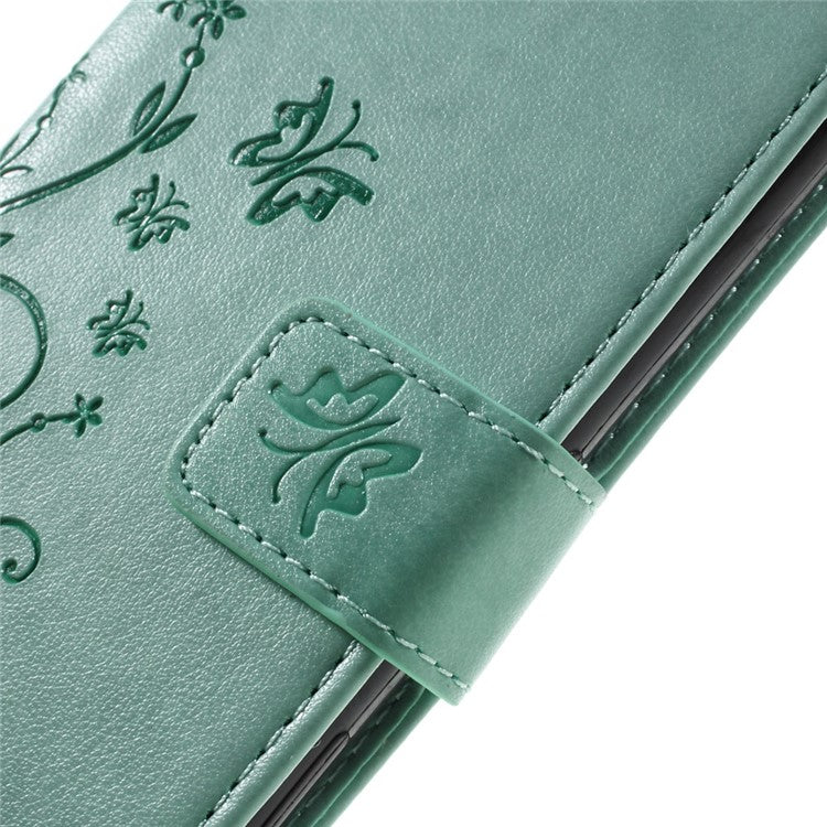 Butterfly Leather Wallet Case Shell for Sony Xperia X - Cyan