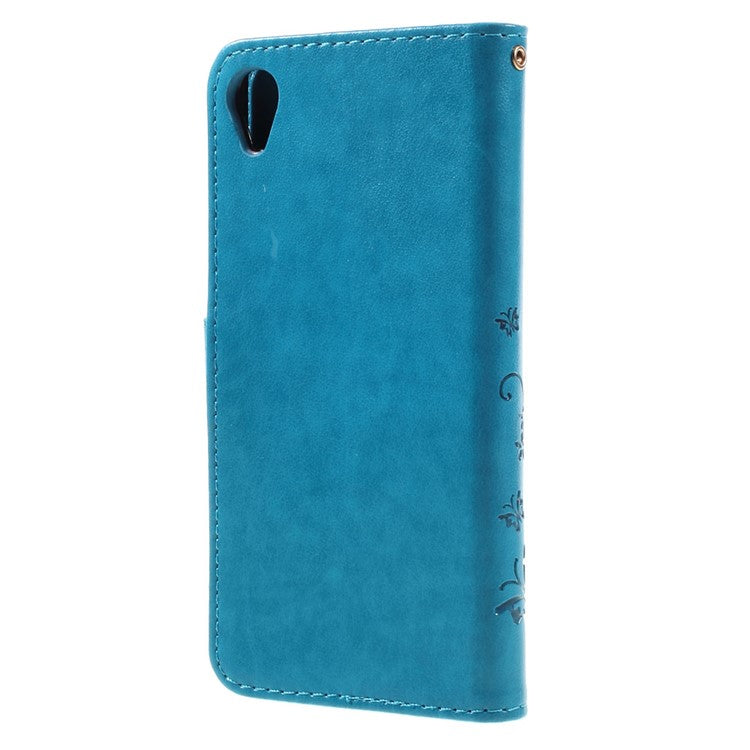 Butterfly Leather Card Holder Case for Sony Xperia X - Blue