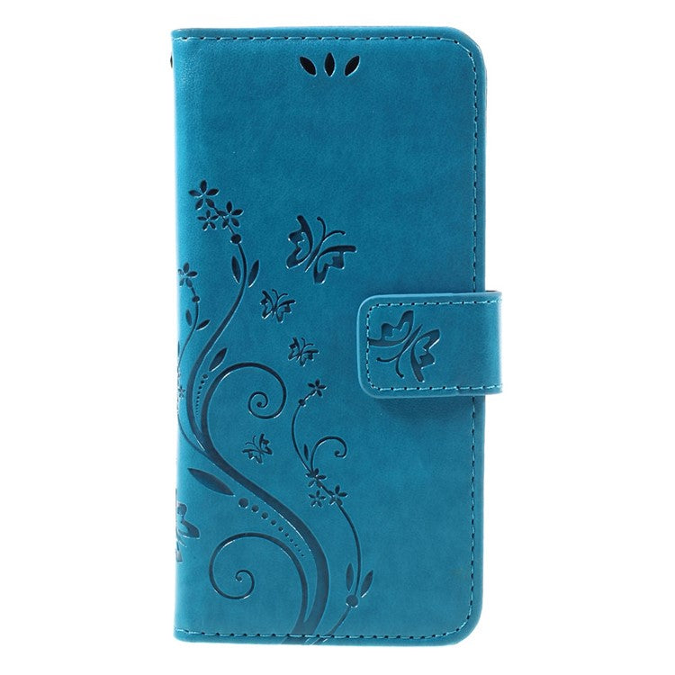 Butterfly Leather Card Holder Case for Sony Xperia X - Blue
